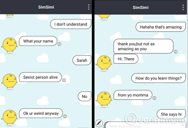 Cuộc hội thoại với chatbot SimSimi