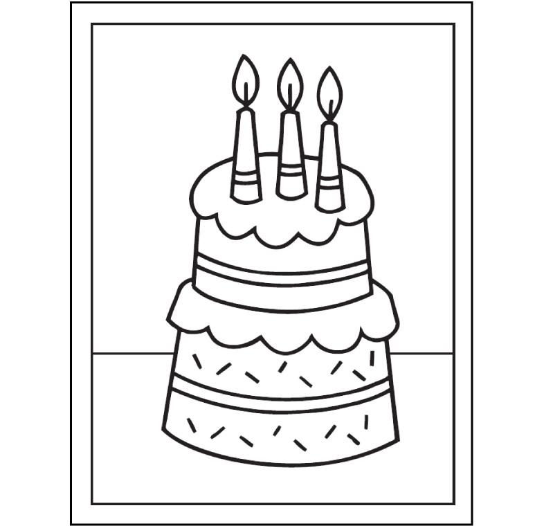 Hình bánh sinh nhật cho bé tập tô màu