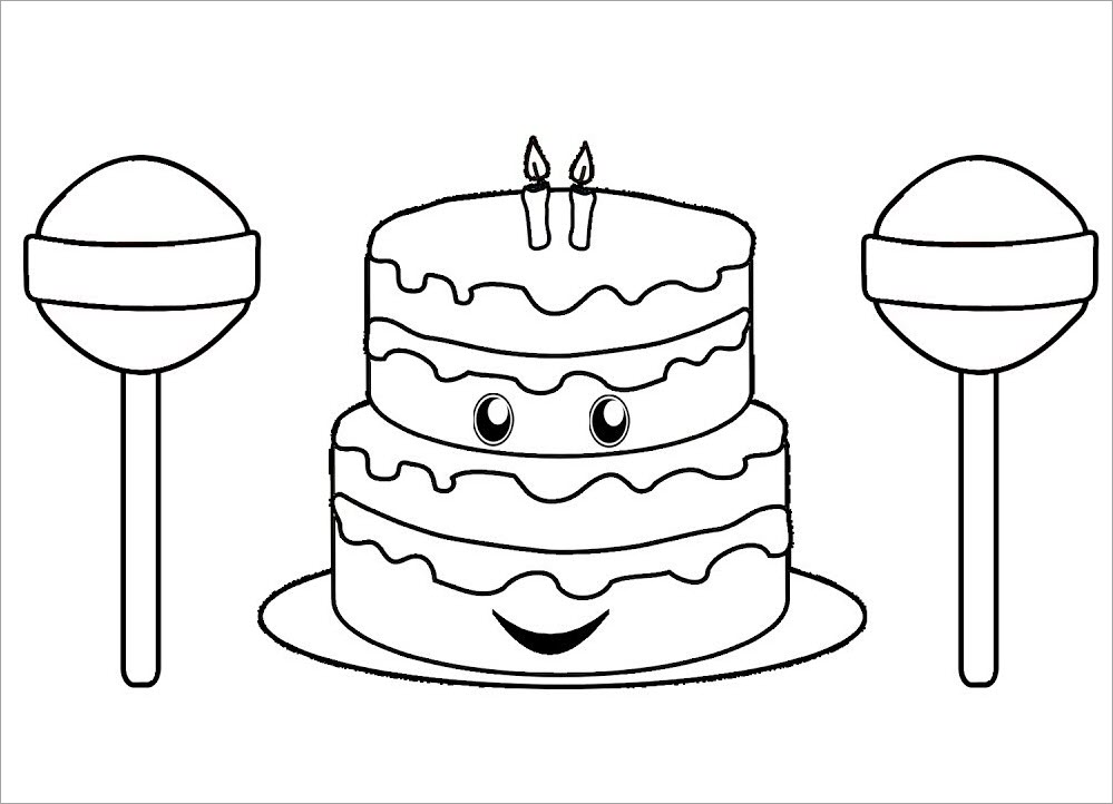 Hình tập tô màu bánh sinh nhật