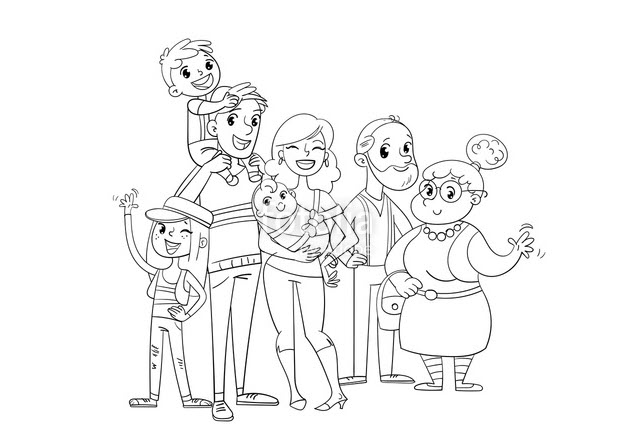 Tập tô màu hình gia đình vui vẻ