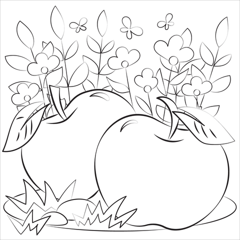 Tranh tô màu quả táo trong vườn