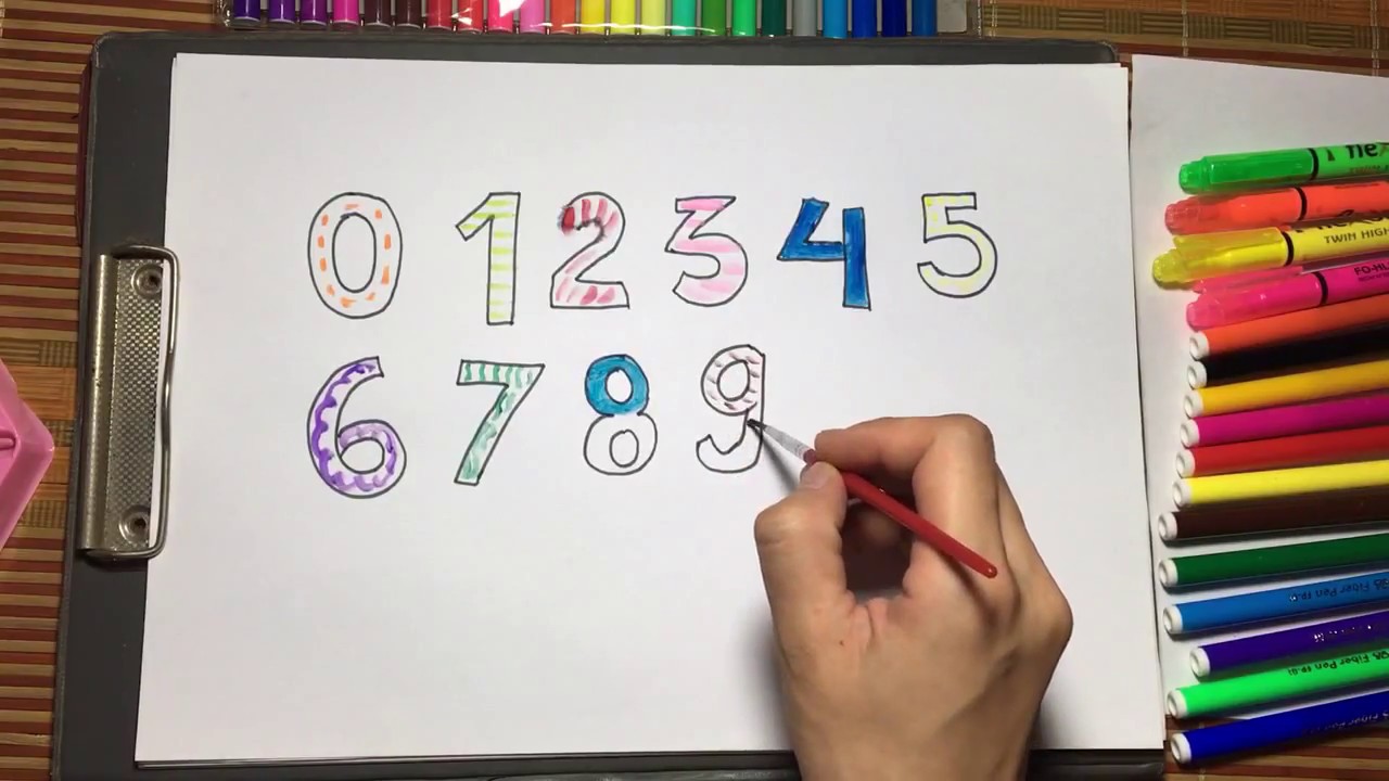 Vẽ số đếm từ 1 đến 9 - Draw counts from 1 to 9 - Học vẽ cùng Chị Hoa Cười - YouTube